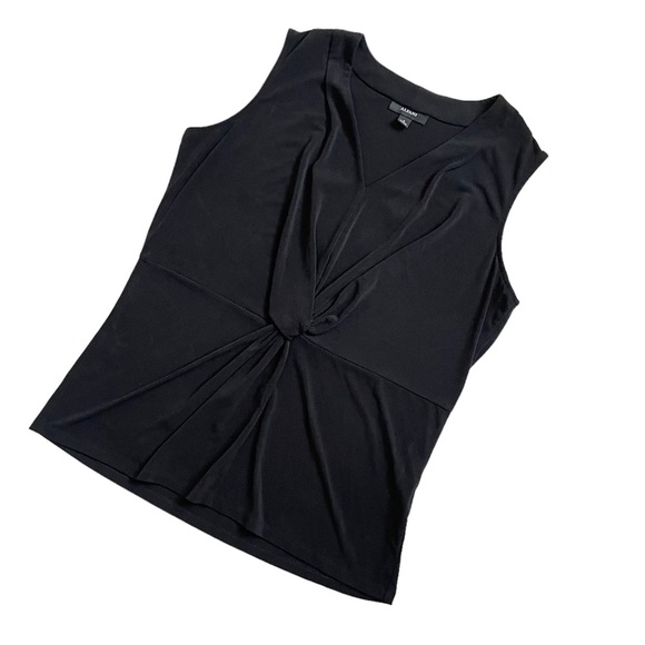 Alfani casual black front knot sleeveless v-neck blouse - Picture 4 of 10